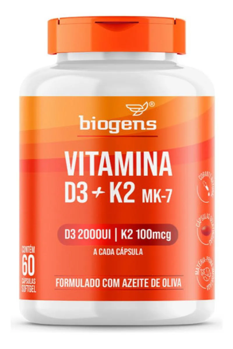 Vitamina D3 + K2, Mk7 2000ui | K2 100mg 60caps Biogens Neutro