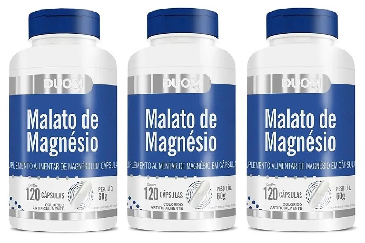 Kit 3 Suplemento Alimentar Malato de Magnésio 120cps - Duom