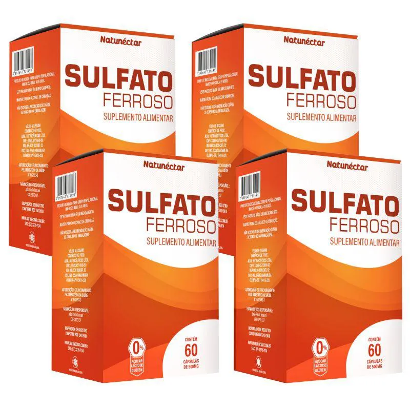KIT SULFATO FERROSO NATUNECTAR 500MG – 4 UNID (240 CáPSULAS)