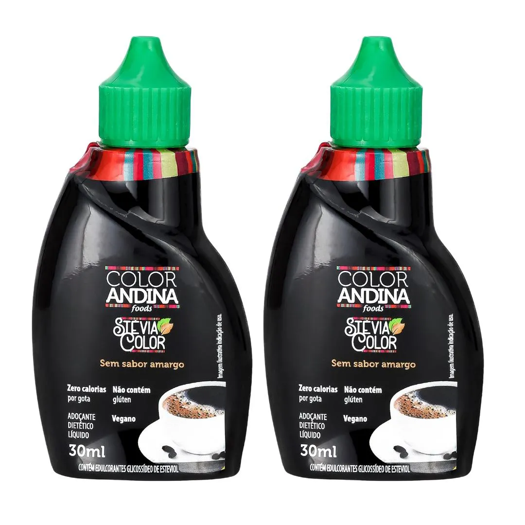 ADOçANTE STEVIA LíQUIDO COLOR ANDINA 30ML - 2 POTES