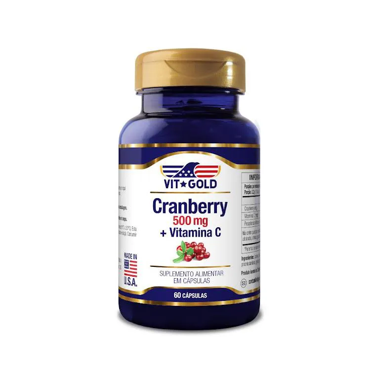 Cranberry 500mg com Vitamina C Vitgold 60 Cápsulas