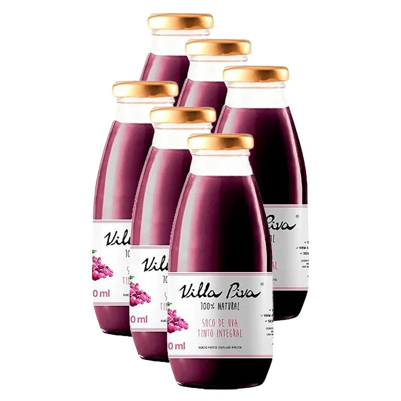 Kit 6x: Suco de Uva Integral Sem Açúcar Villa Piva 300ml