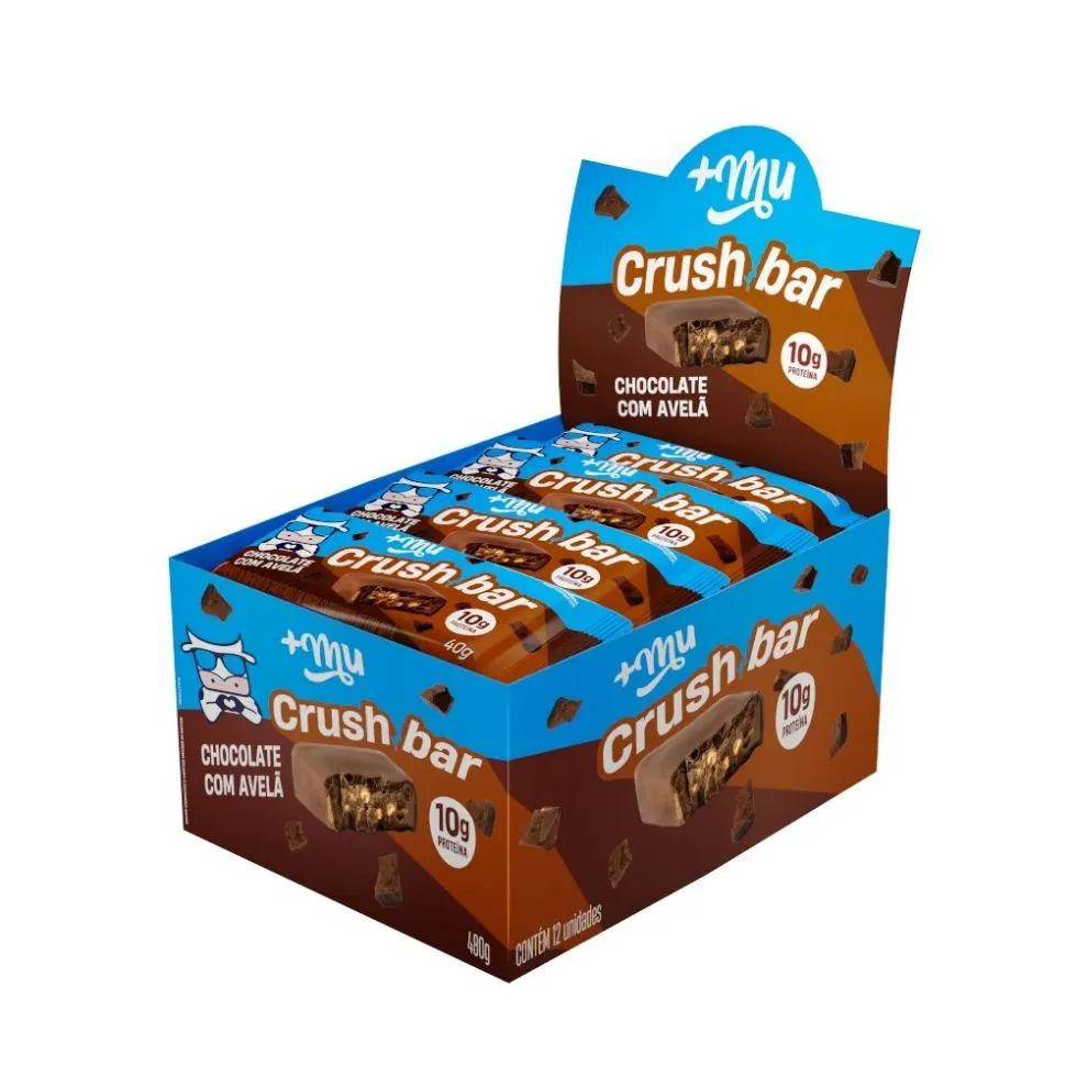 CRUSH BAR DISPLAY 480G (12 UNID 40G) - SABOR: CHOCOLATE C/ AVELã