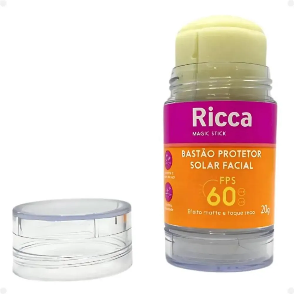 Bastão Protetor Solar Facial Fps60 Efeito Matte 20g Ricca