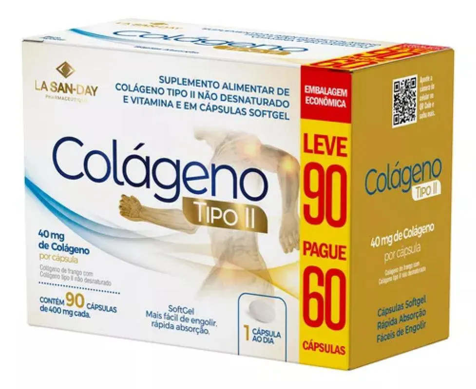 Suplemento Alimentar Colágeno Tipo 2 - Leve 90 Pague 60 cápsulas - La San Day