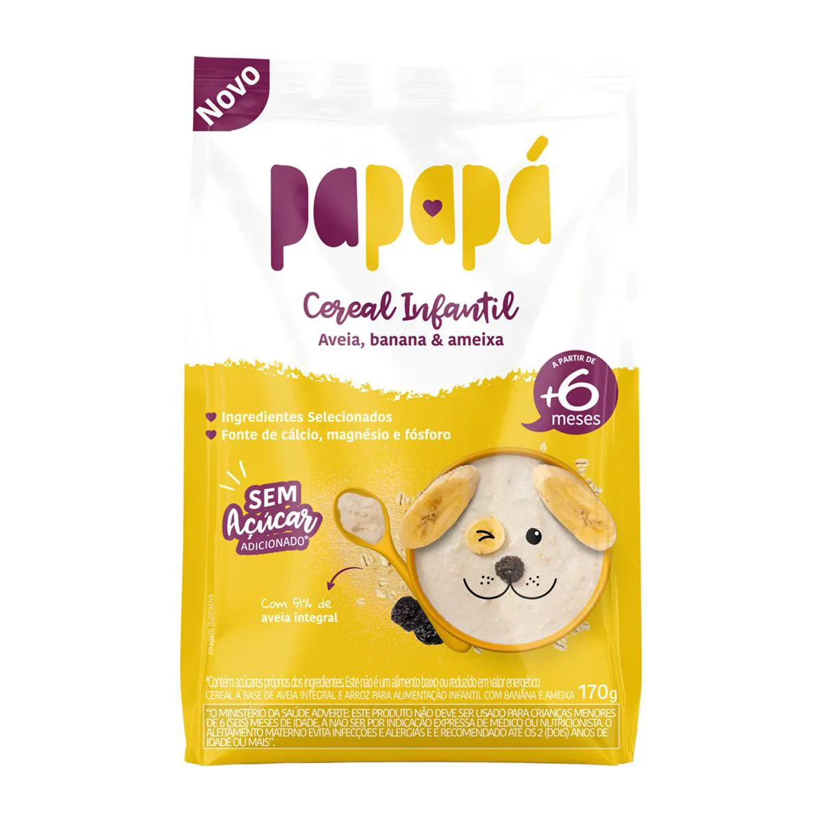 Cereal Infantil Integral Papapá Aveia, Banana e Ameixa 170g