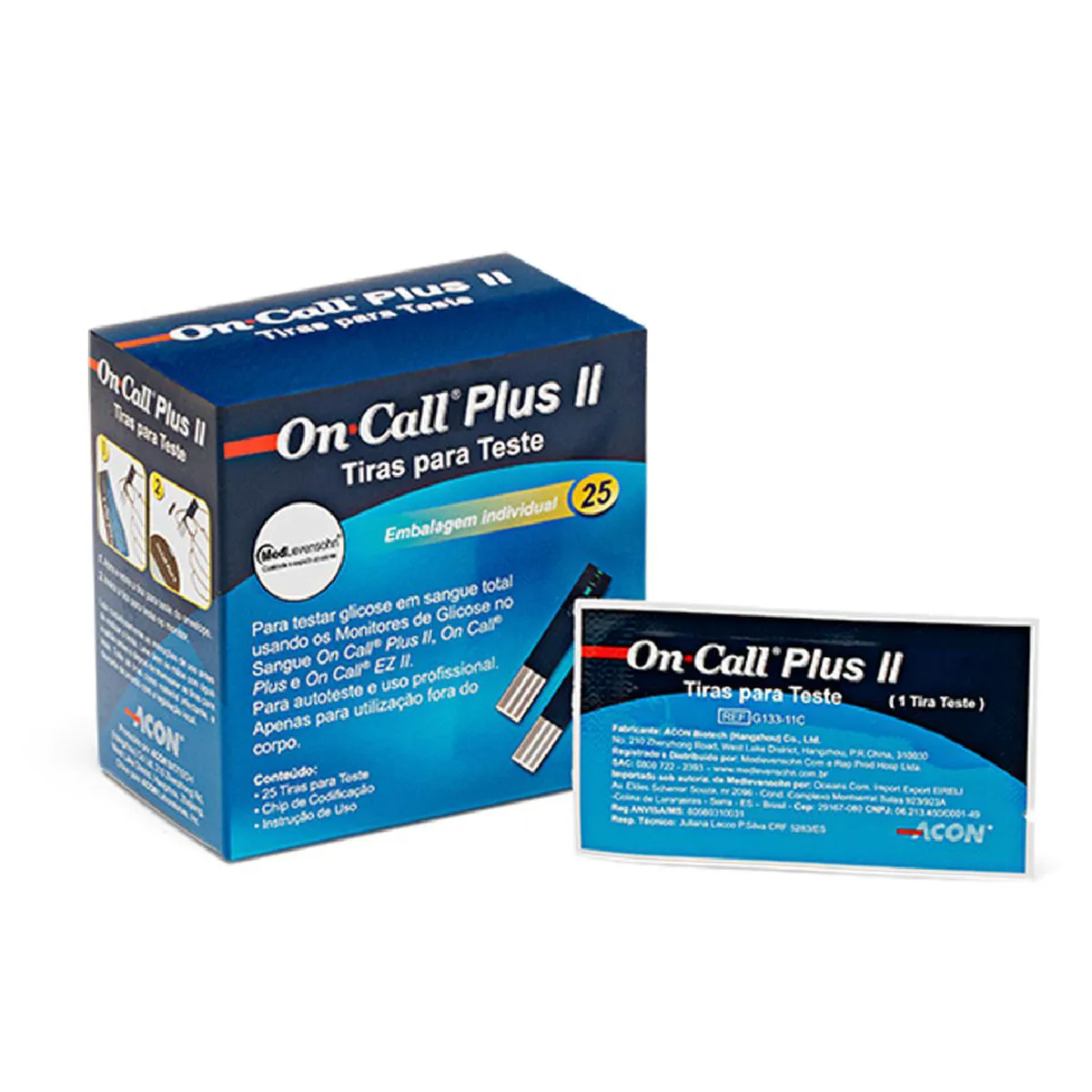 Tiras para Teste de Glicemia On Call Plus II 25 Unidades