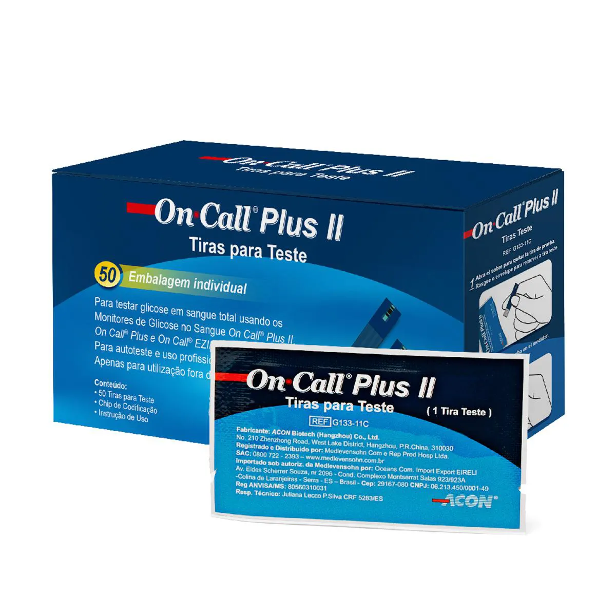 Tiras para Teste de Glicemia On Call Plus II 50 Unidades