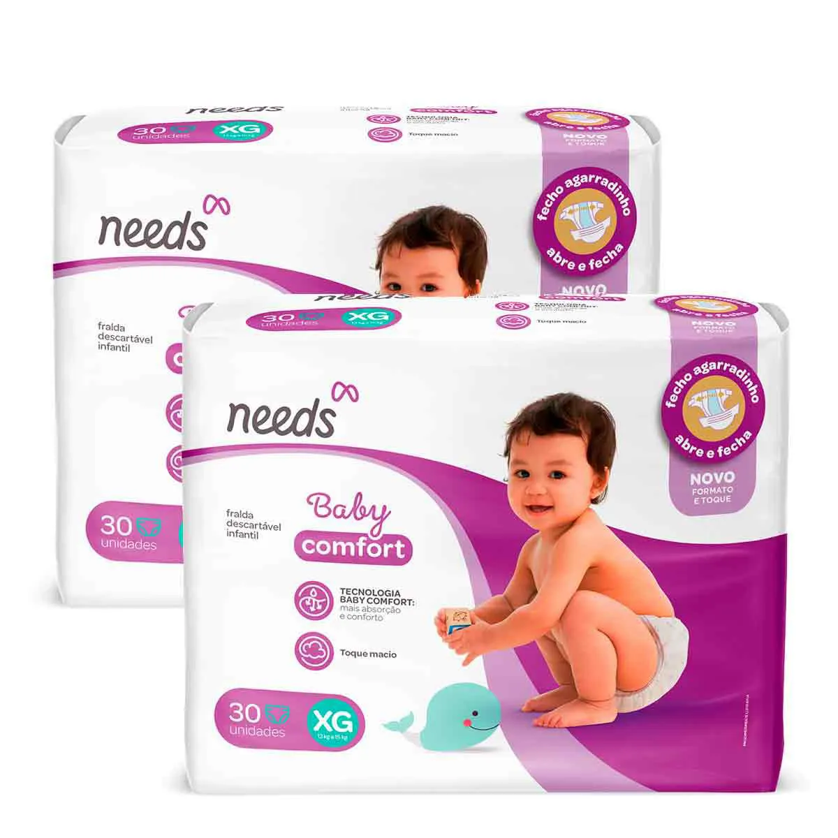 Kit Fralda Needs Baby Comfort XG 2 Pacotes com 30 Unidades cada