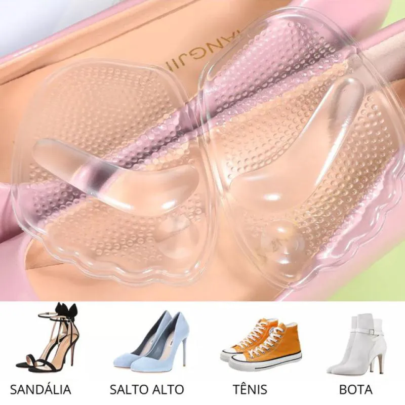 Par Palmilha Ortopédica Protetor Para Pés Almofadas Silicone Sapato Branco