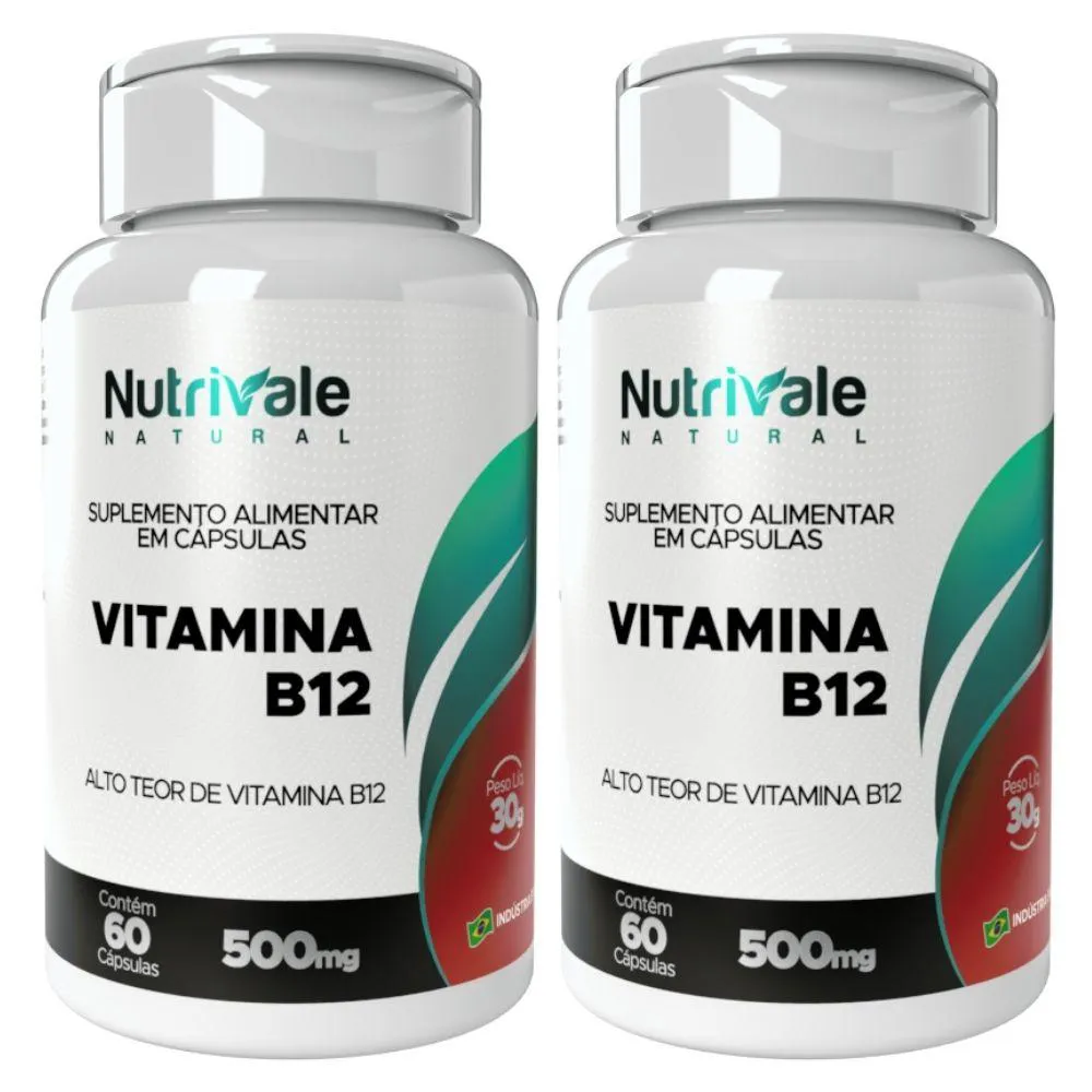 Kit 2x Vitamina B12 (cianocobalamina) 400% 60 cápsulas - Nutrivale