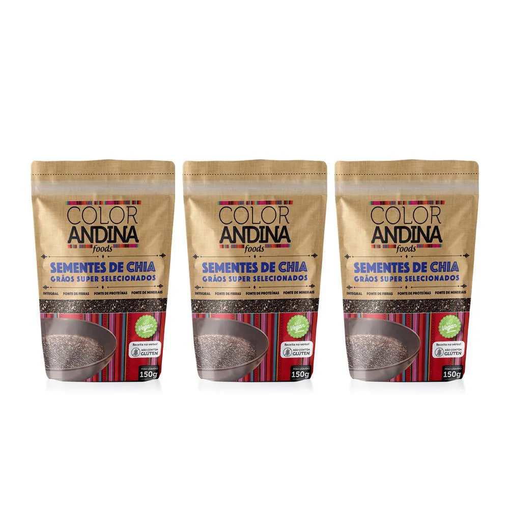 SEMENTE DE CHIA COLOR ANDINA 150G-3 PACOTES