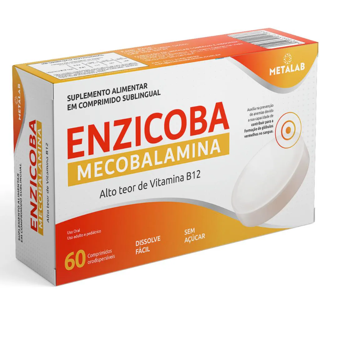 Enzicoba Vitamina B12 Mecobalamina Forma Ativa 9,9mcg 60 Comp Sublingual