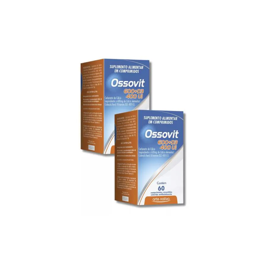 Kit 2 Suplemento Ossovit 600+d3 400 Ui 60cpr Arte Nativa Sabor sem Sabo