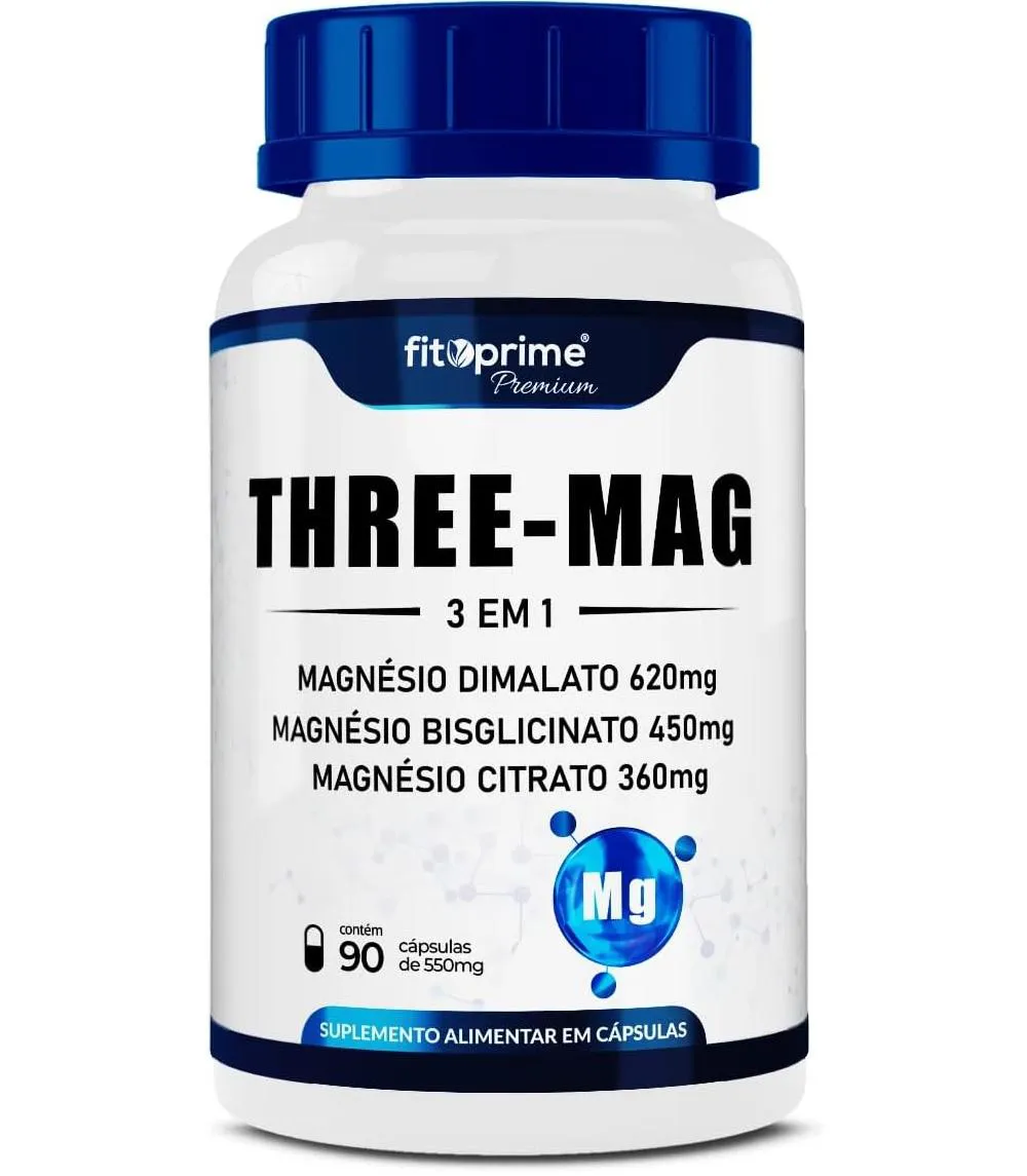 Three-mag Magnesio 3 em 1 550mg 90cps Fitoprime