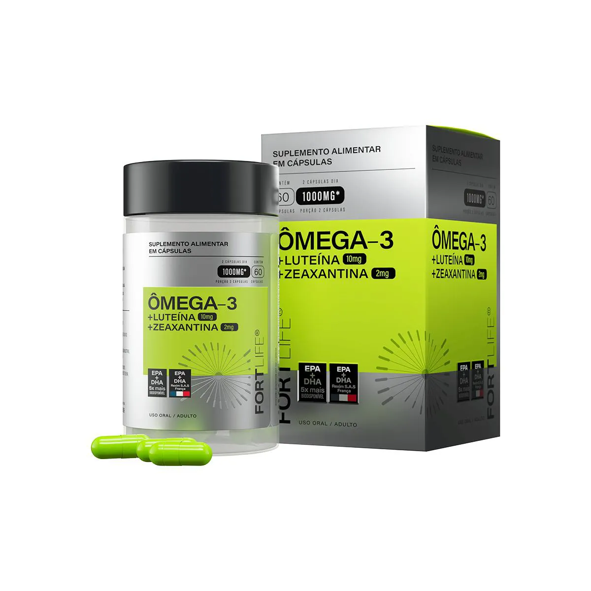 Ômega-3 + Luteína + Zeaxantina 1000mg 60 cápsulas