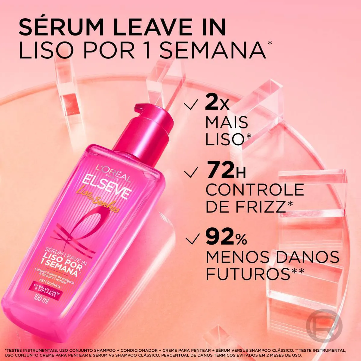 Kit L'Oréal Paris Elseve Liso dos Sonhos Sérum Leave-In 100ml 2 unidades