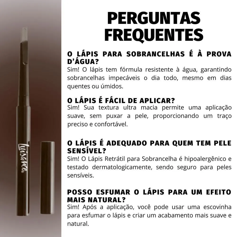 Lápis Retrátil para Sobrancelha Luisance 365 Castanho Escuro Hipoalergênico L5219