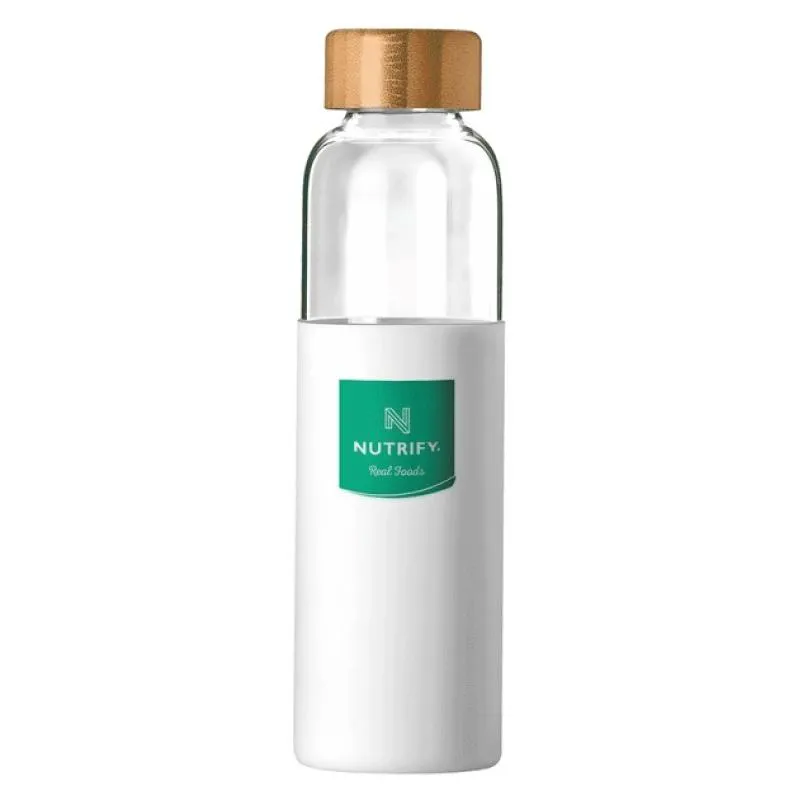 Garrafa de Vidro com Tampa de Bambu (600ml) - Padrão: Único