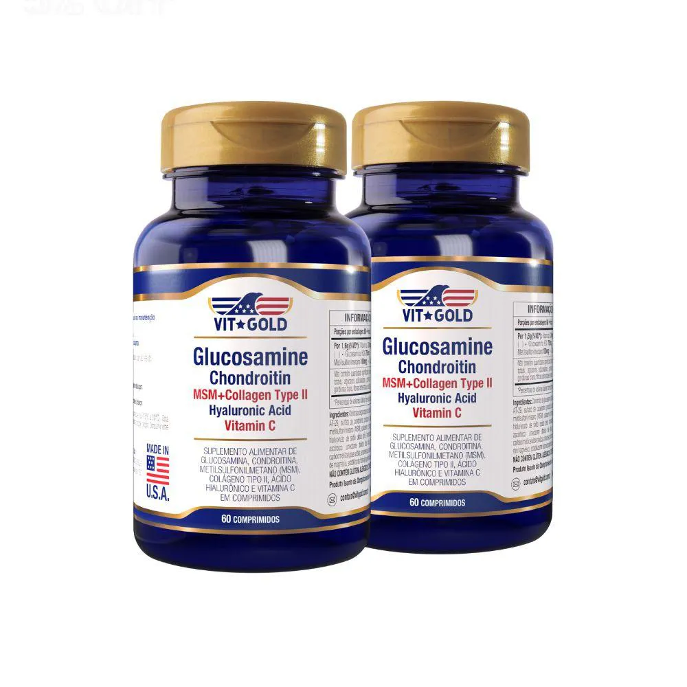 Glucosamina, Condroitina, Colágeno Vitgold Kit 2x 60 Comp.