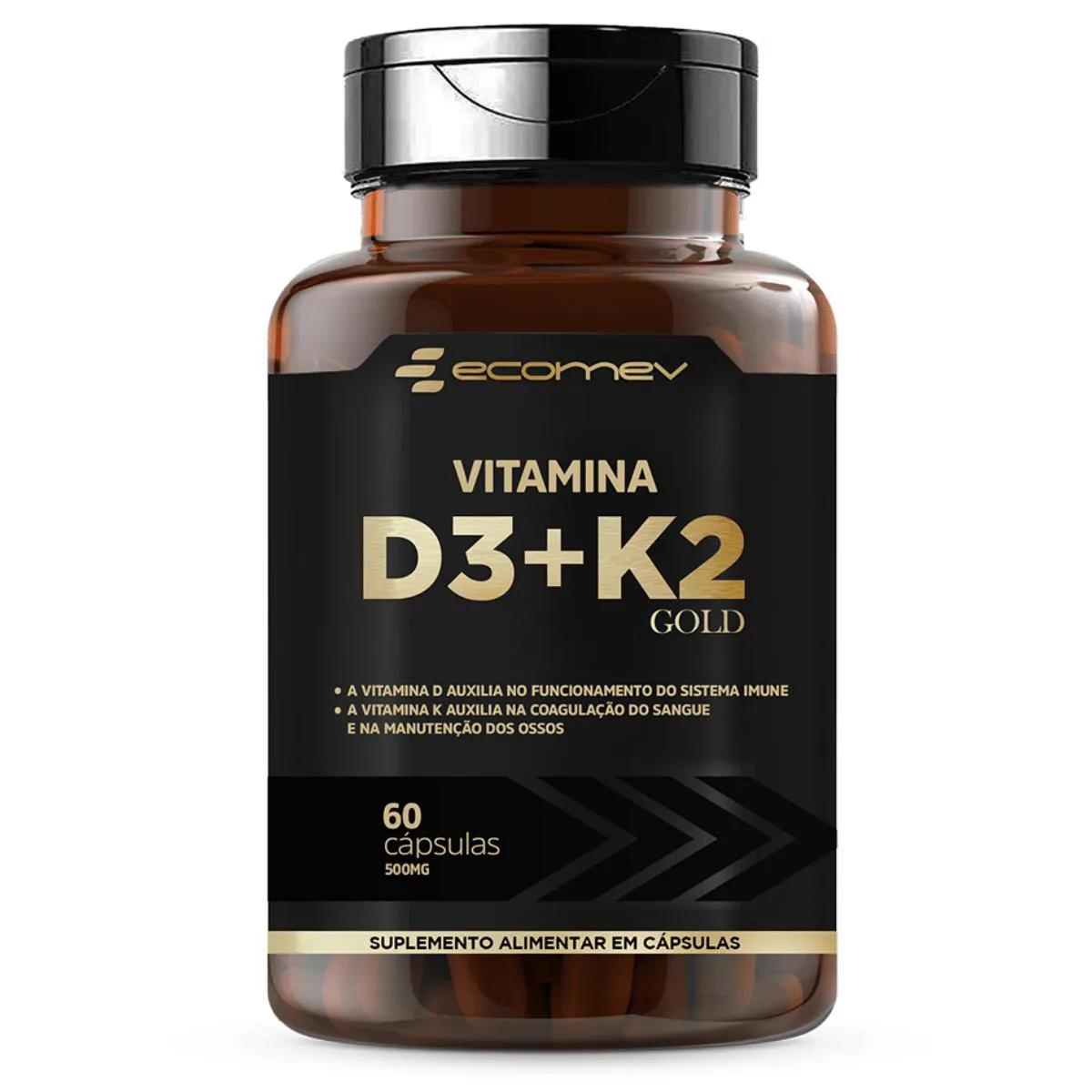 Vitamina D3 2.000ui K2 Mk7 Menaquinona 149mcg 60 cápsulas - Ecomev