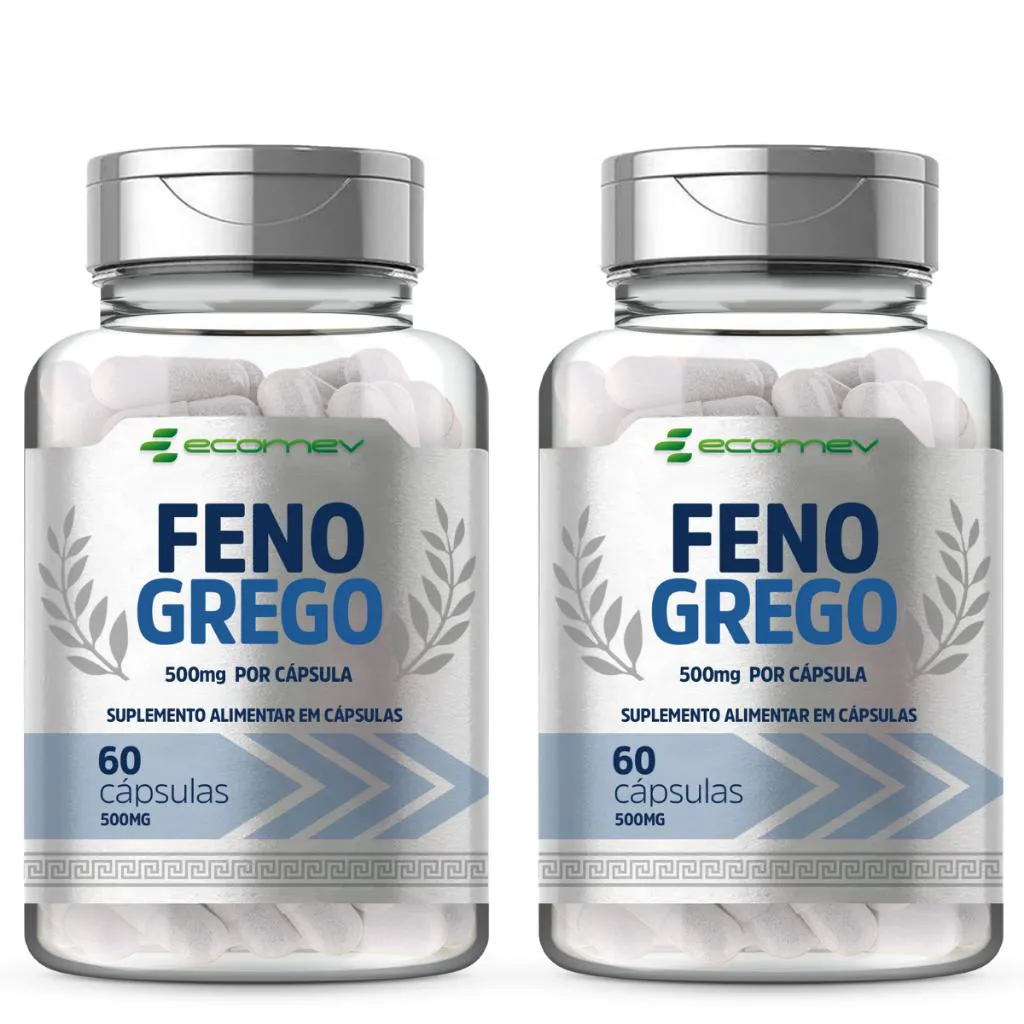 2x Feno Grego Saponinas 500mg 60 cápsulas Ecomev