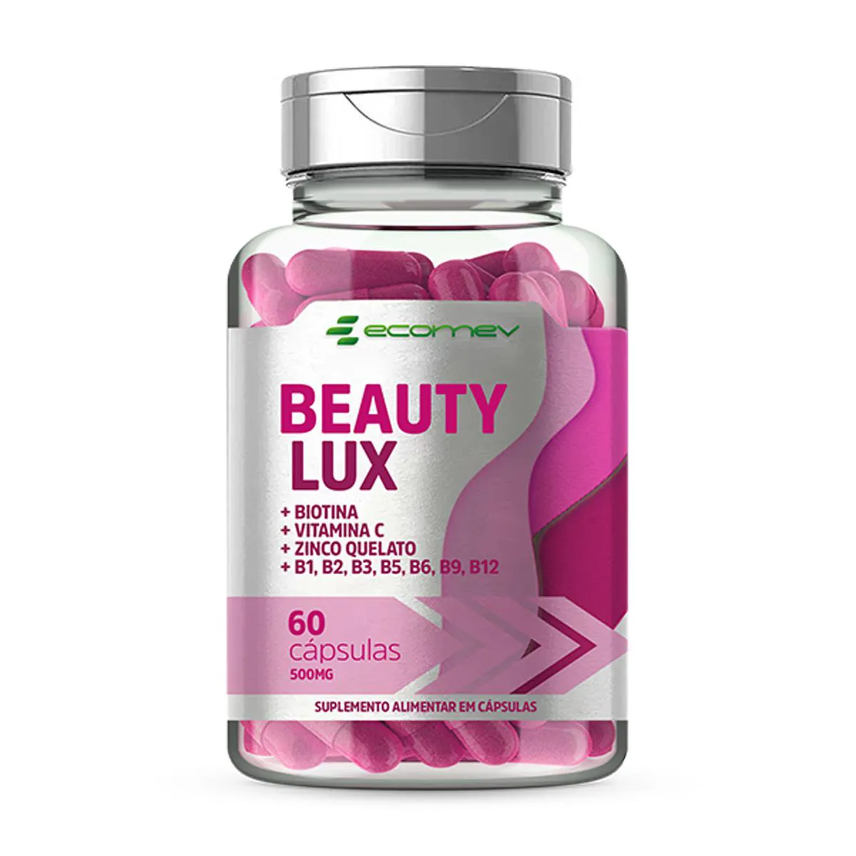 Beauty Lux Complexo B Biotina Vit C Zinco 500mg 60 cápsulas Ecomev