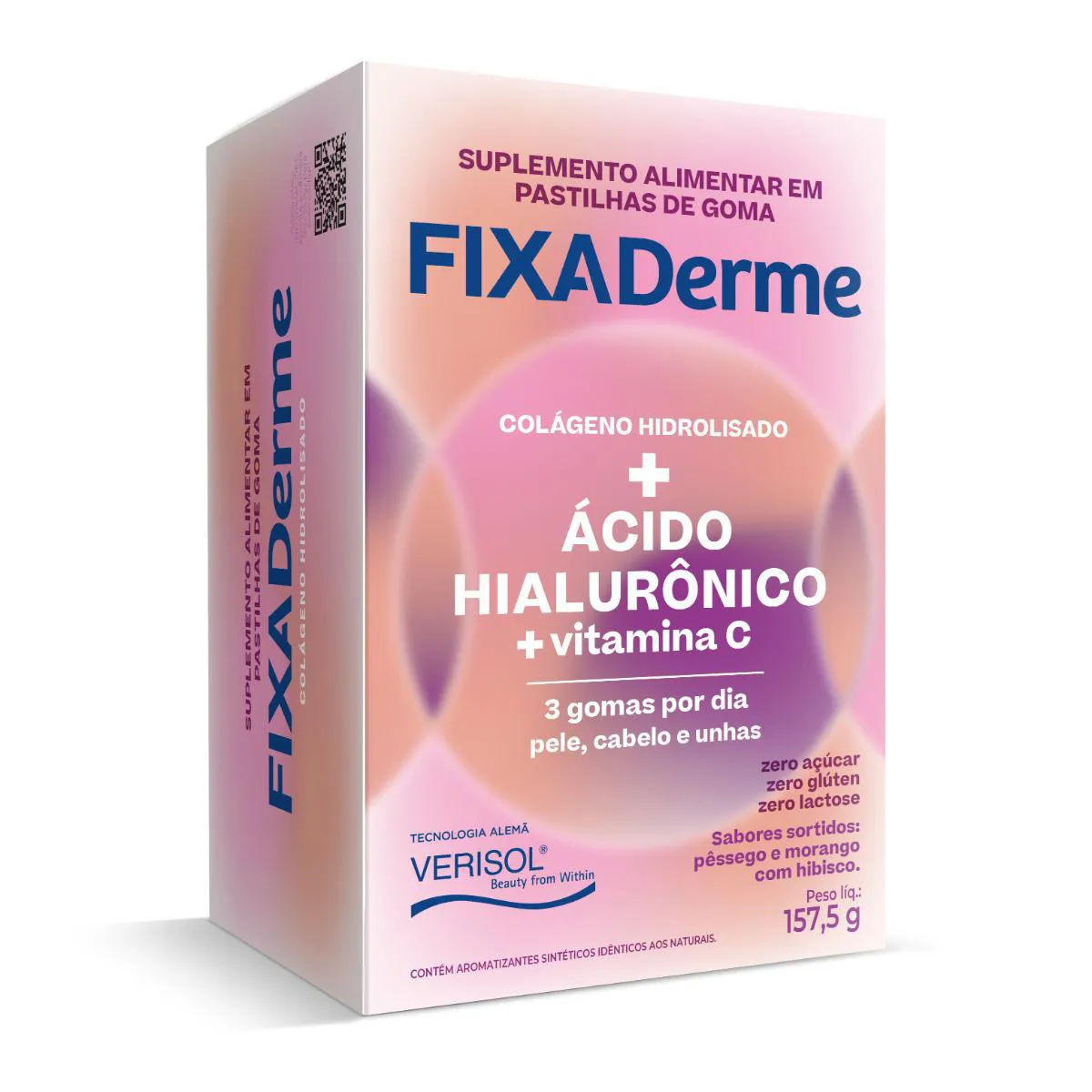 Polivitamínico Fixa Derme Pele, Cabelo e Unhas Hialurônico + Colágeno + Vitamina C 45 gomas