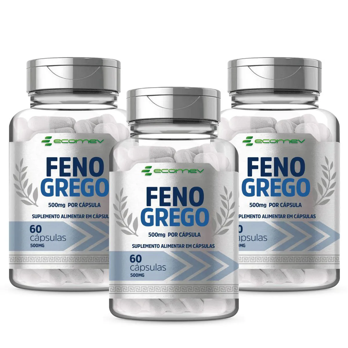 3x Feno Grego Saponinas 500Mg 60 Cápsulas Ecomev