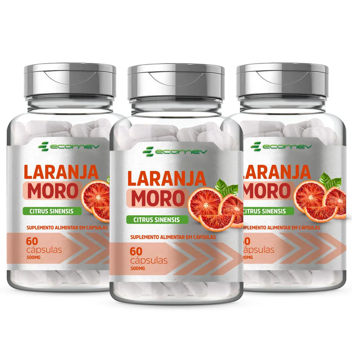 3x Laranja Moro Morosil 60 Cápsulas  500mg Ecomev