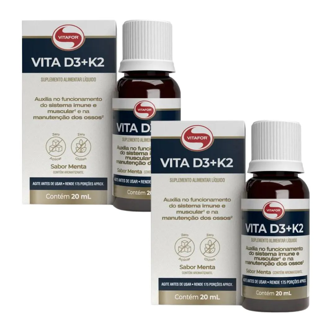Kit 2 Vita D3 + K2 Sabor Menta - 20ml - Vitafor