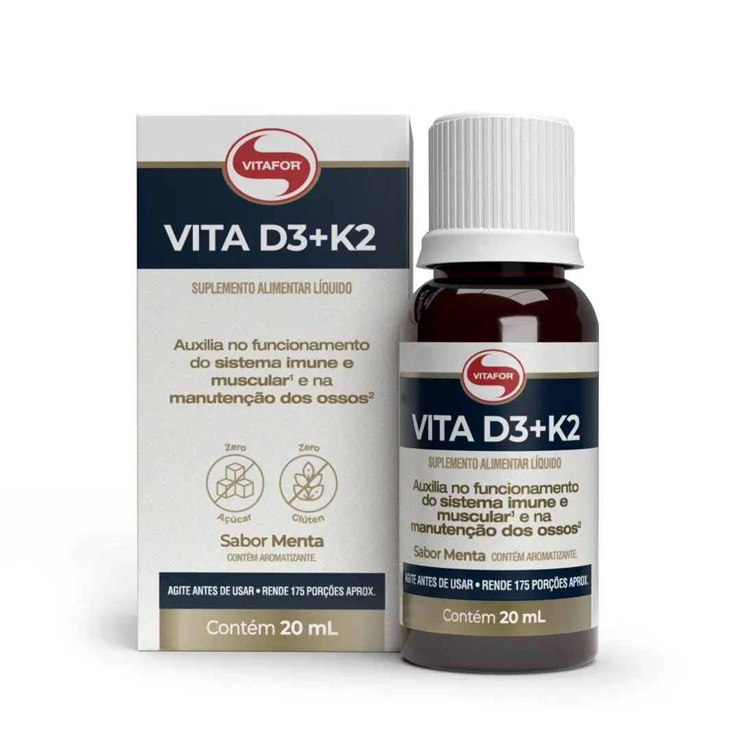 Vita D3 + K2 Sabor Menta - 20ml - Vitafor