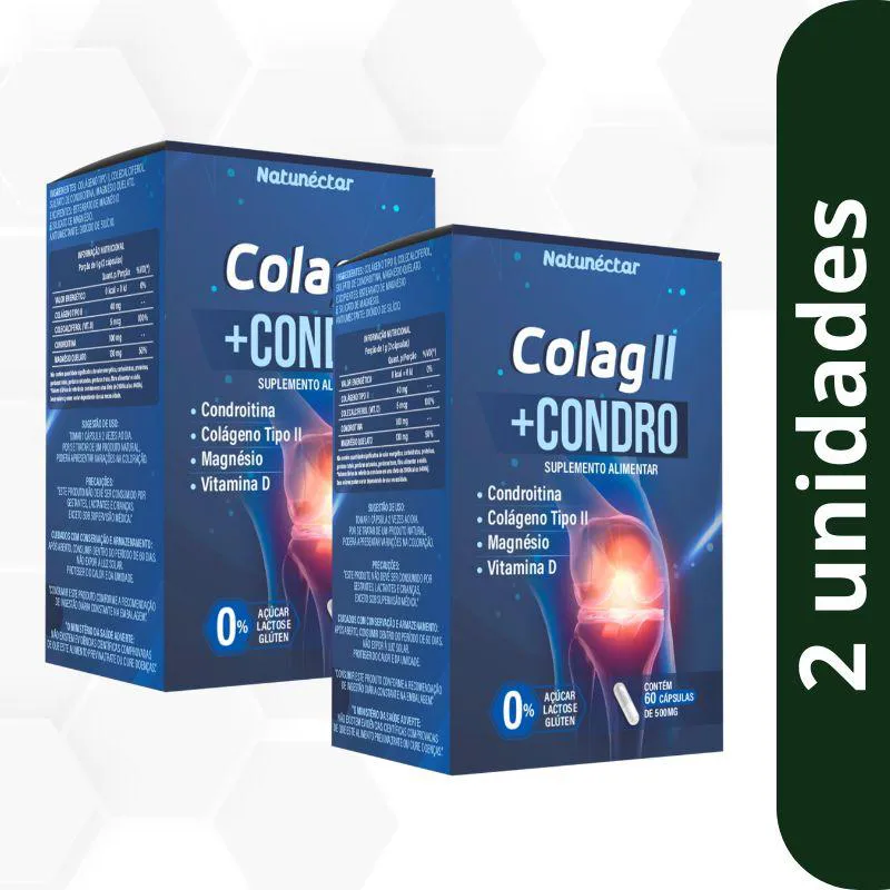 KIT COLáGENO TIPO II + CONDRO 500MG NATUNéCTAR - 2 UNID (120 CáPSULAS)
