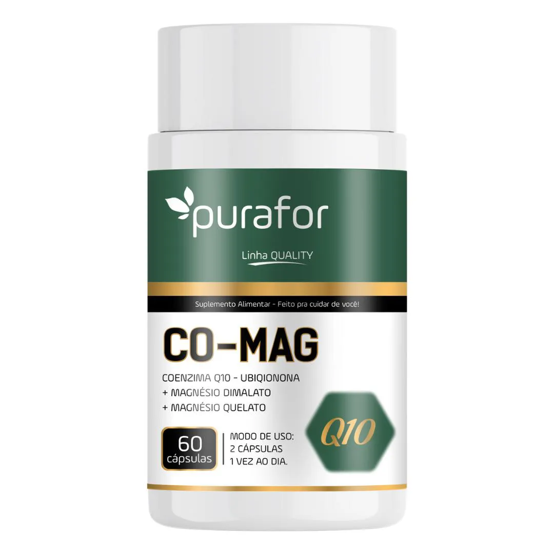 Co - Mag Purafor – Coenzima Q10 com Magnésio Dimalato e Quelato – 60 cápsulas