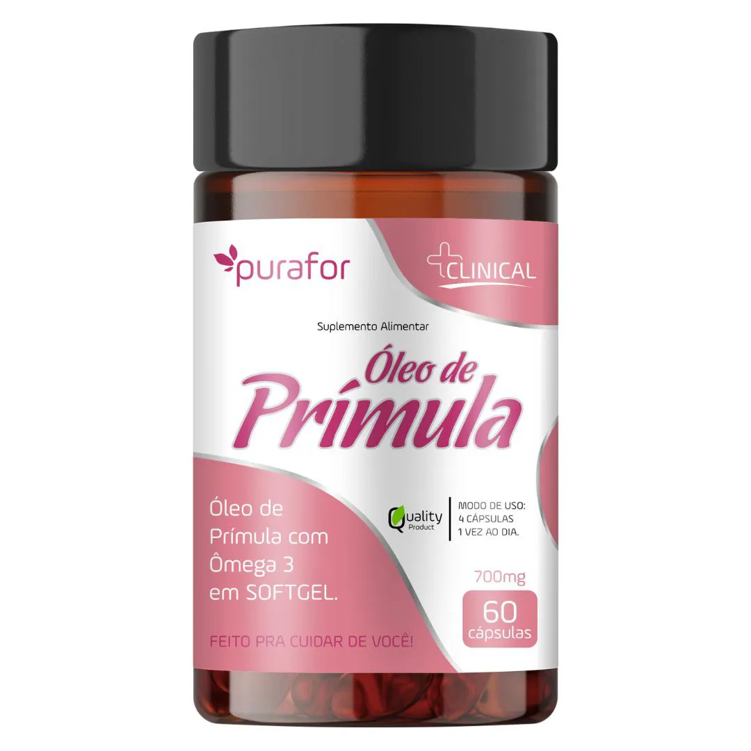 Óleo de Prímula 700mg Purafor – 2800mg por Dose | 60 cápsulas – Equilíbrio Hormonal e Bem - Estar Feminino
