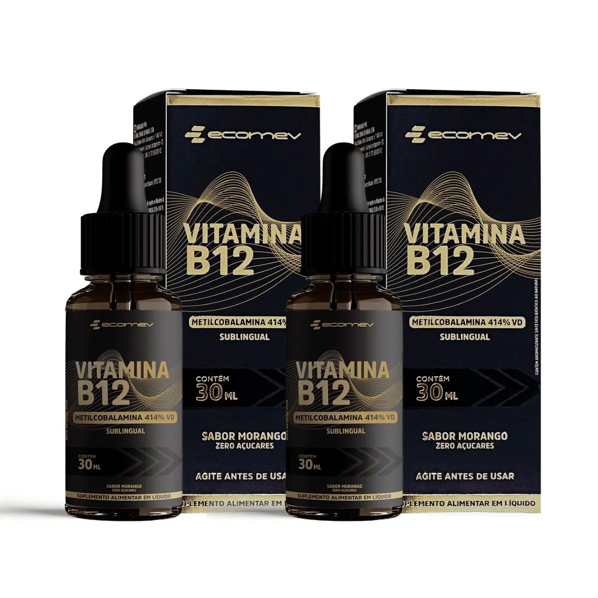 2x Vitamina B12 Metilcobalamina Gotas Subingual 30ml Ecomev