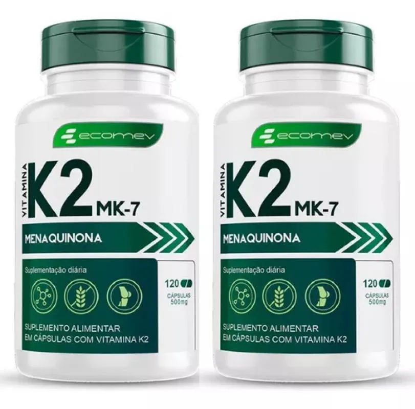 2x Vitamina K2 Mk7 Menaquinona 149mcg 120 cápsulas Ecomev