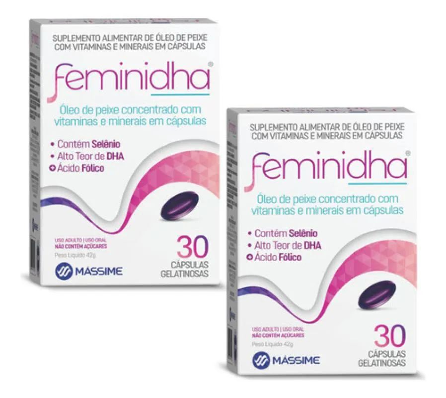 Kit 2x Feminidha 30 cápsulas Suplemento Vitamínico P/ Gestantes