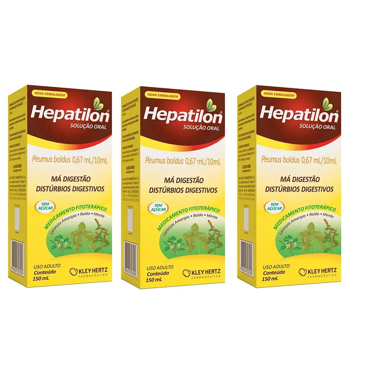 Kit 3 Hepatilon Boldo Contra Má Digestão Azia Mal - Estar 150m