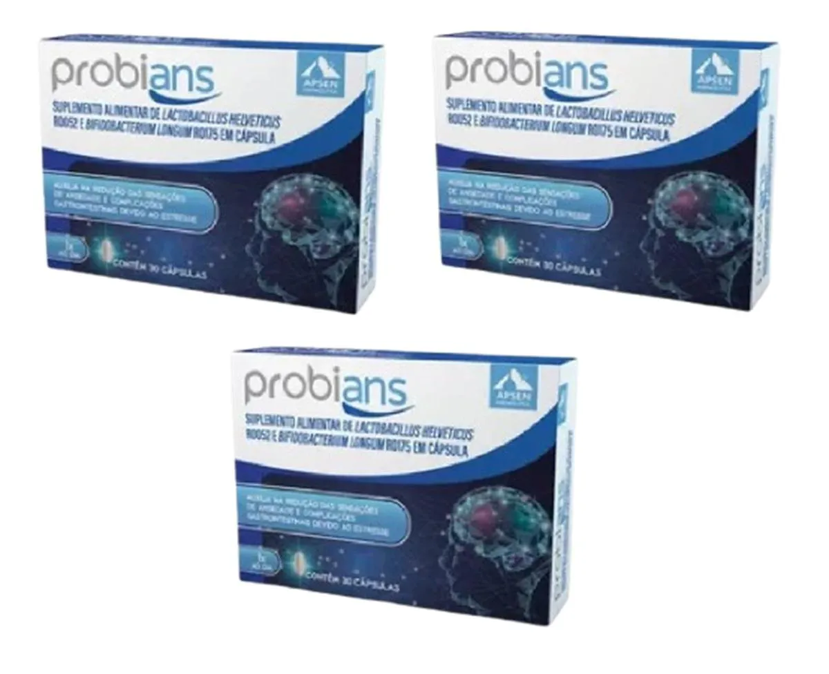 KIT 3 PROBIANS SUPLEMENTO ALIMENTAR LACTOBACILLUS 30 CáPSULAS - APSEN