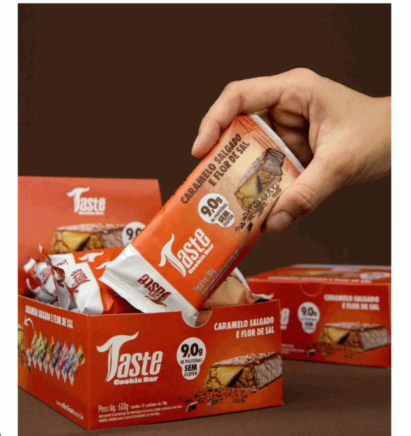 Taste Cookie Bar Display (12 unidades 45G) - Sabor: Caramelo Salgado e Flor de Sal (12 unidades. 50G)