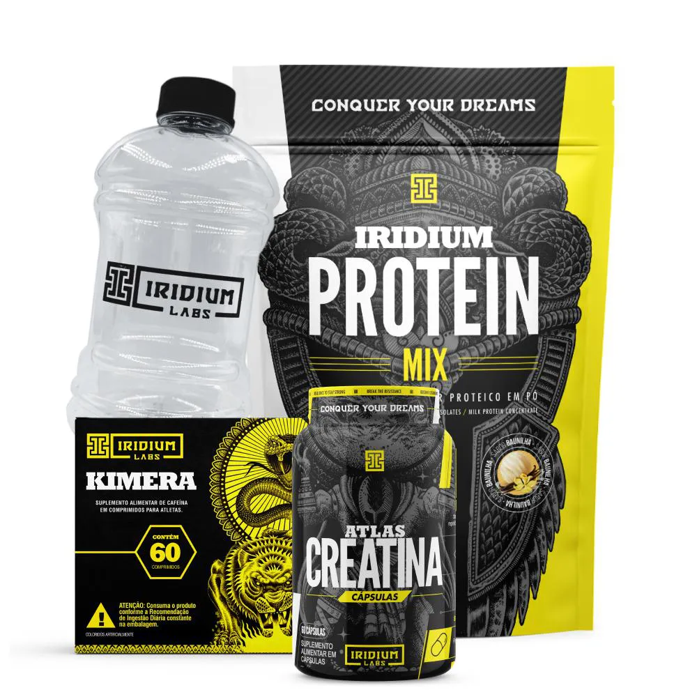 Whey Protein Mix + Kimera Thermo + Atlas Creatina 60 Cápsulas + Acessório. Baunilha