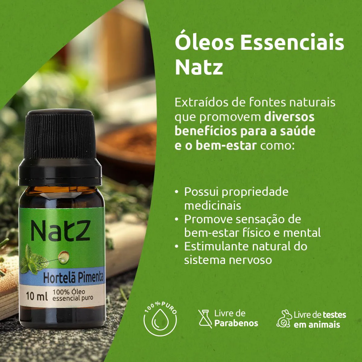 Óleo Essencial Natz Hortelã Pimenta 10ml