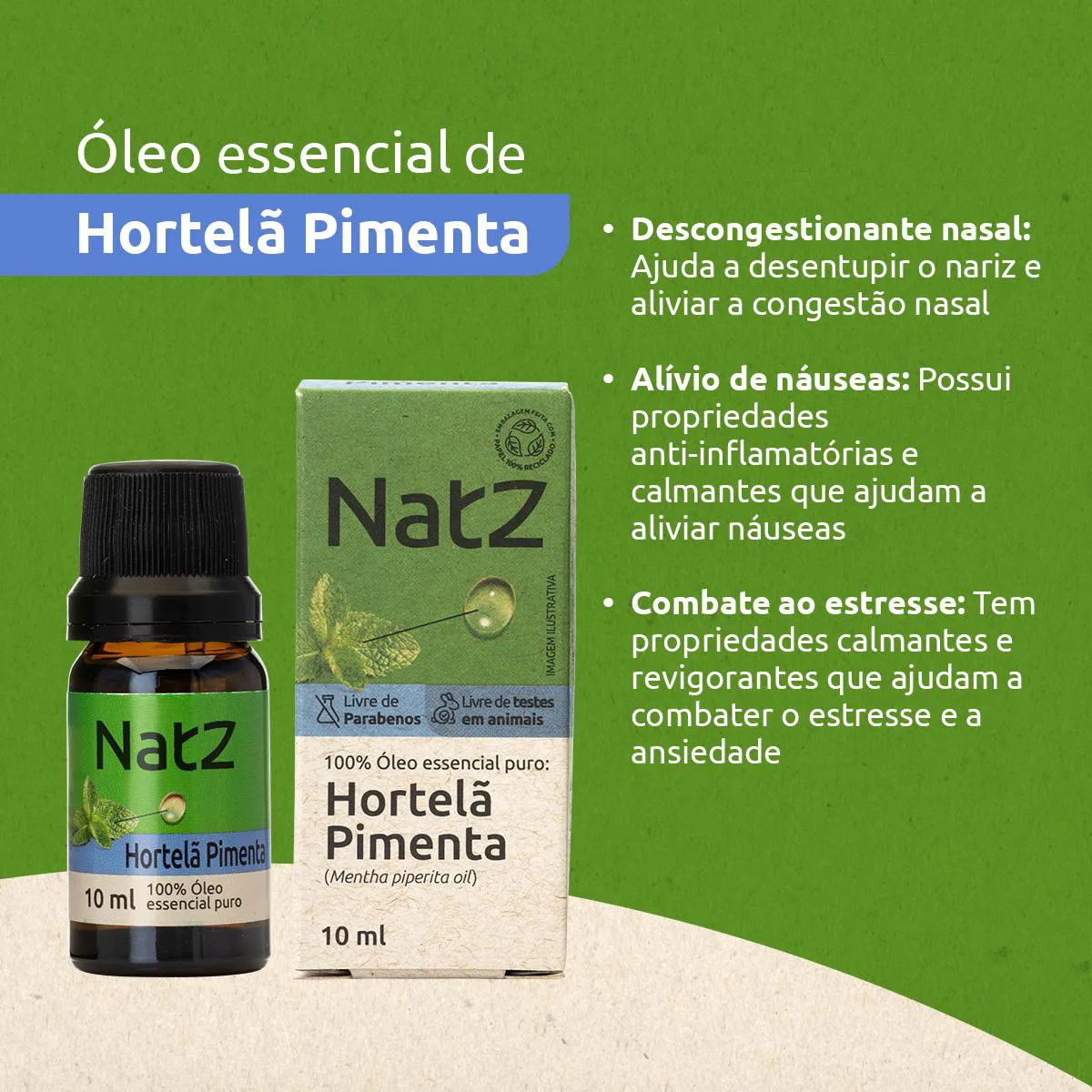 Óleo Essencial Natz Hortelã Pimenta 10ml