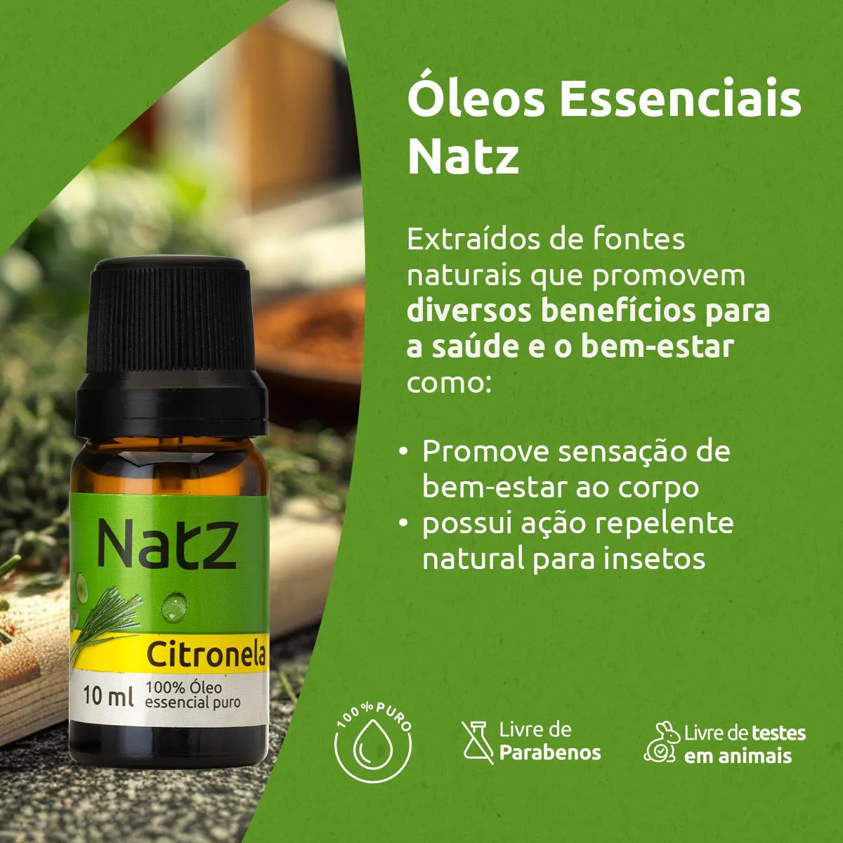 Óleo Essencial Natz Citronela 10ml