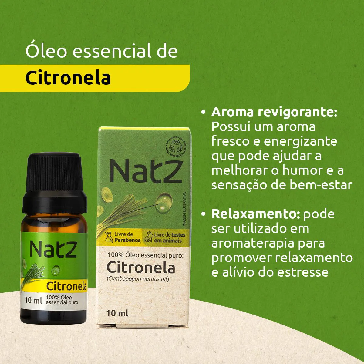 Óleo Essencial Natz Citronela 10ml