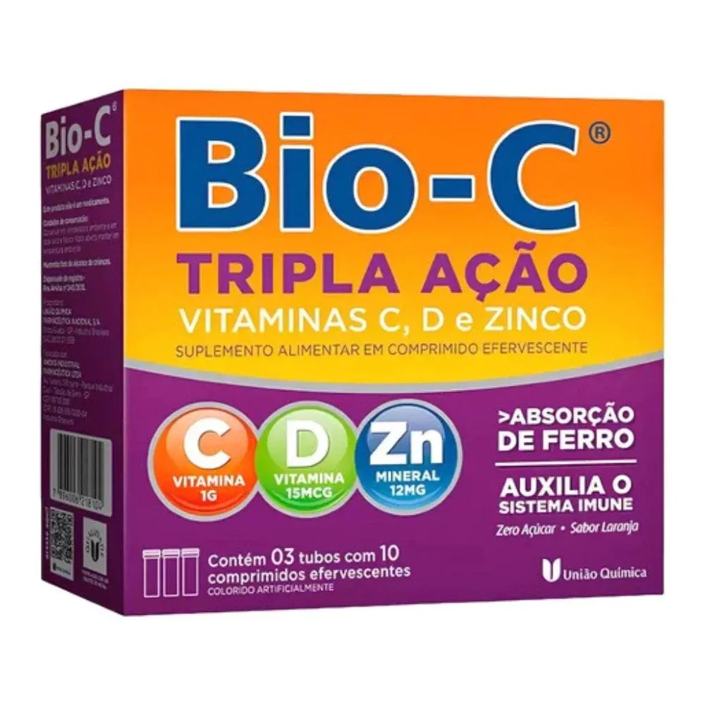 Vitamina C 1g + Zinco + Vit D Bio-c Tripla Ação 30cps