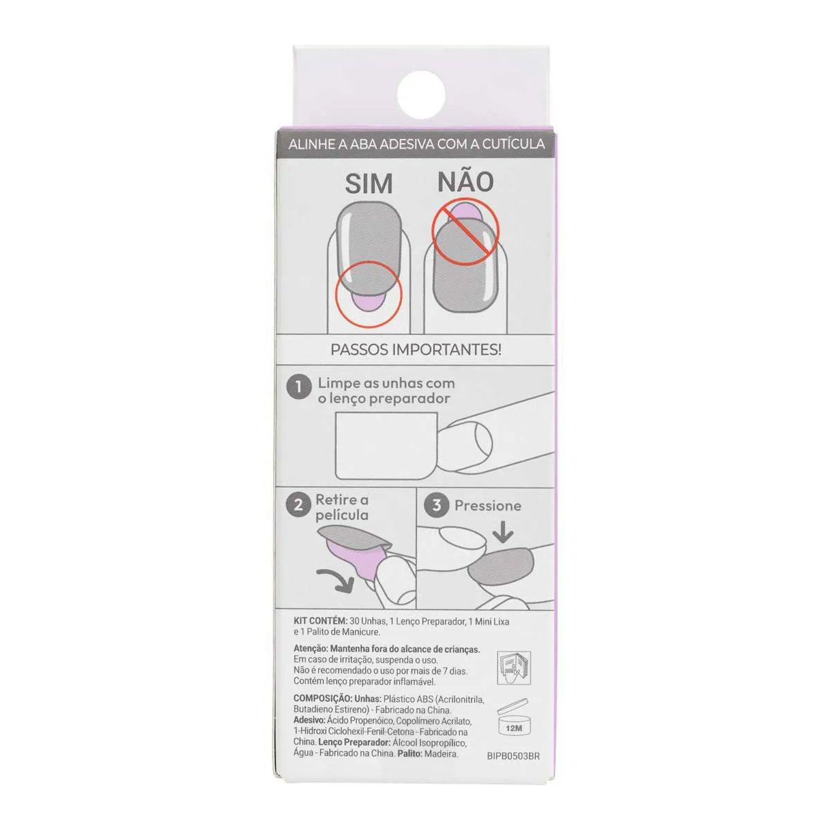 Unhas Autocolantes Kiss NY Impress Color Quadrado Curto Tweetheart 30 Unidades