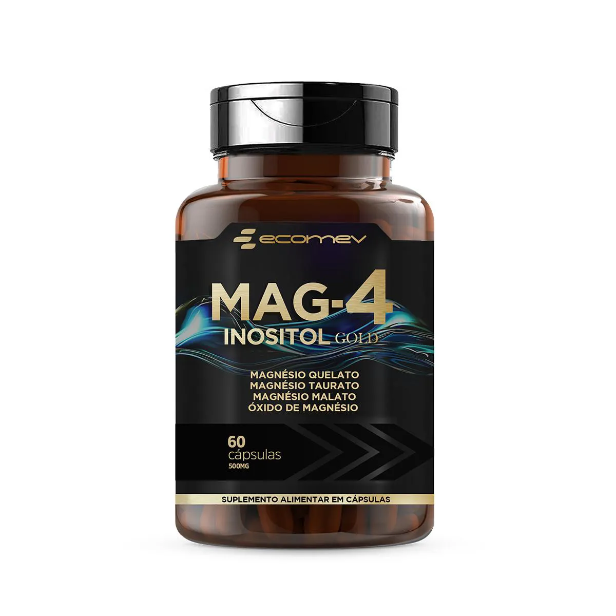 Mag4 Magnésio Dimalato Quelato Taurato Oxido + Inositol 500mg 60 Capsulas - Ecomev