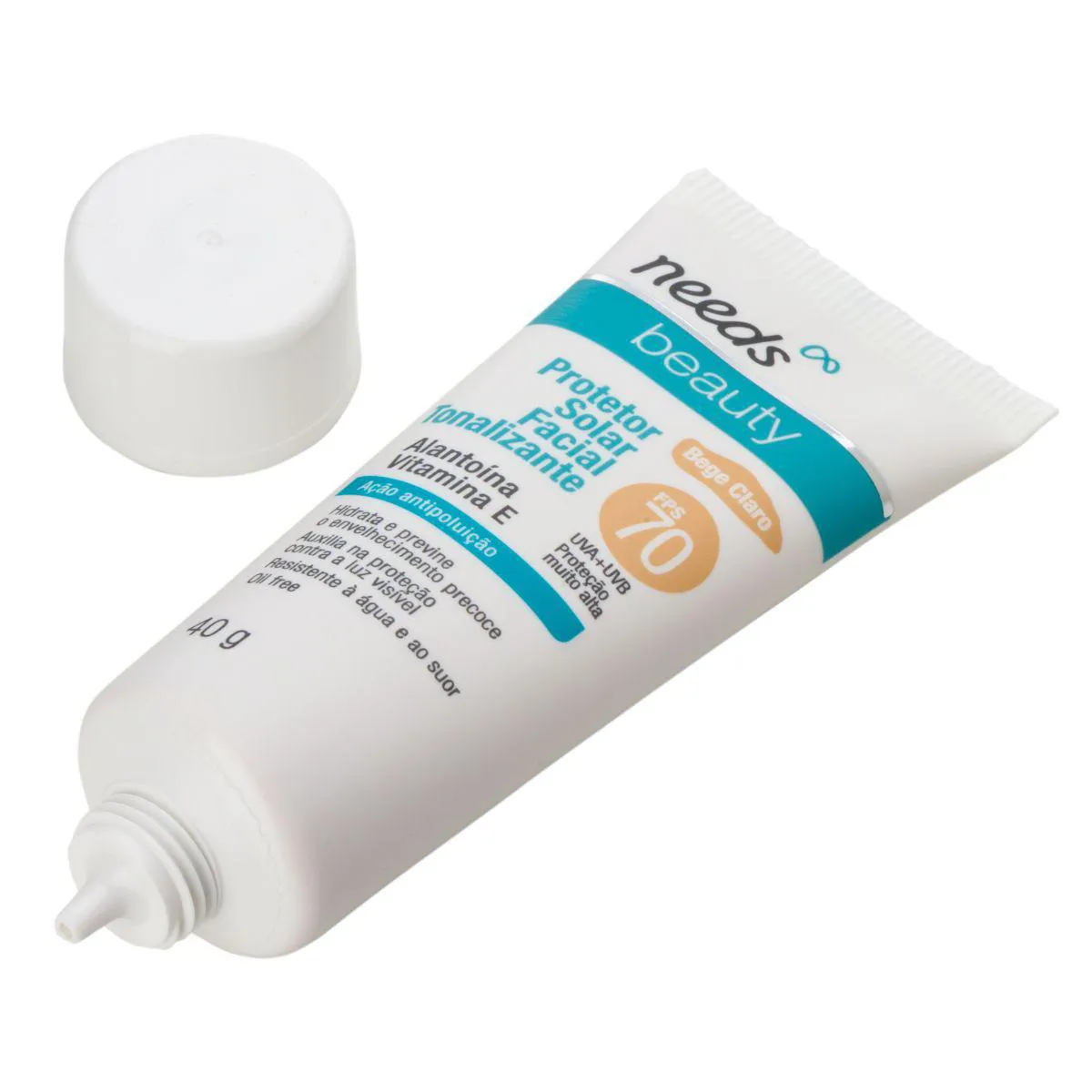 Protetor Solar Facial Needs Beauty FPS 70 Bege Claro 40g